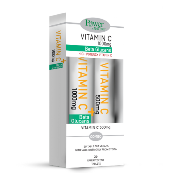 Power of Nature Promo Vitamin C + Beta Glucans 1000mg, 20eff.tabs & Vitamin C 500mg, 20eff.tabs 1 set