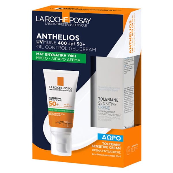 La Roche-Posay Anthelios UVMUNE 400 Oil Control Gel Cream SPF50+ & Free Toleriane Sensitive Cream, 15ml 1 set