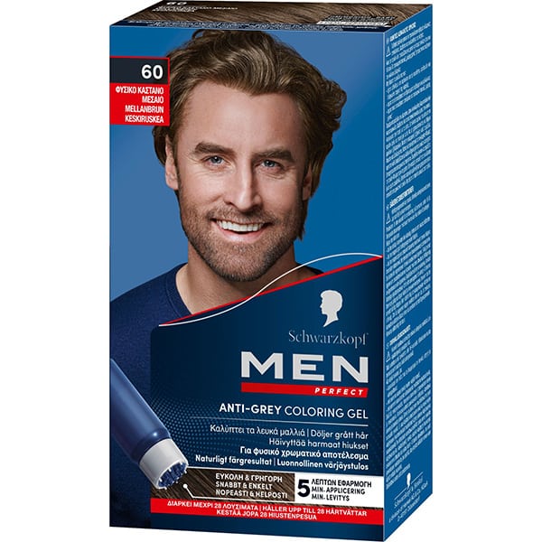 Schwarzkopf Men Perfect Anti-Grey Color Gel No.60 Natural Medium Brown 1 copë