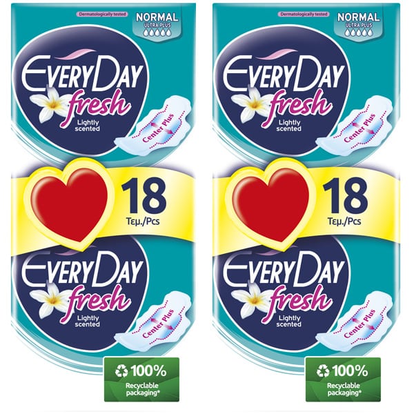 EveryDay Fresh Normal Ultra Plus Pads (2x18pcs) 36 copë
