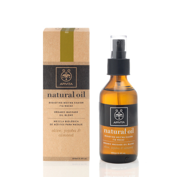 Apivita Natural Oil Organic Massage Oil Blend Olive Jojoba & Almond 100 ml