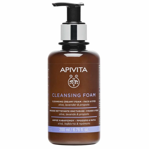 Apivita Cleansing Creamy Foam for Face & Eyes with Olive, Lavender & Propolis 200 ml