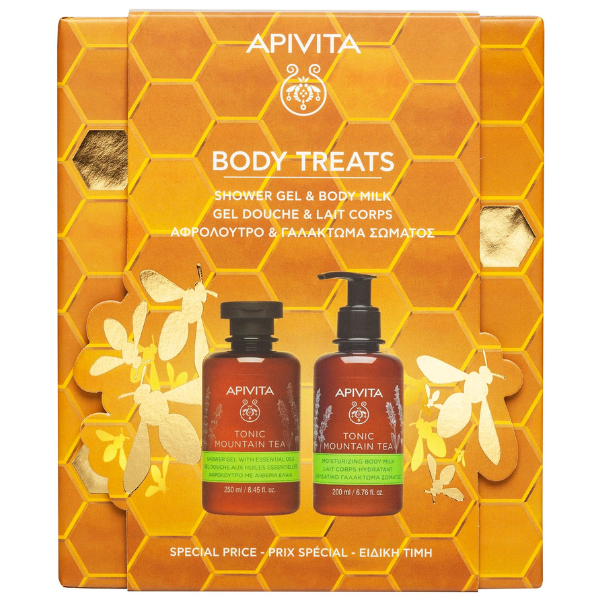 Apivita Body Treats Promo with Tonic Mountain Tea Shower Gel, 250ml & Tonic Mountain Body Milk, 200ml 1 set