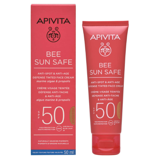 Apivita Bee Sun Safe Anti-Spot & Anti-Age Defense Tinted Face Cream Golden SPF50 50 ml