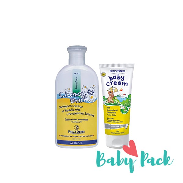 Frezyderm Baby Pack with Baby Cream Nappy Rash Cream, 175ml & Baby Chamomile Bath 200 ml