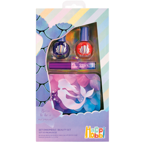 HappiHobbi Beauty Set Nails & Lips with Case 6y+ 1 copë - Sirenë