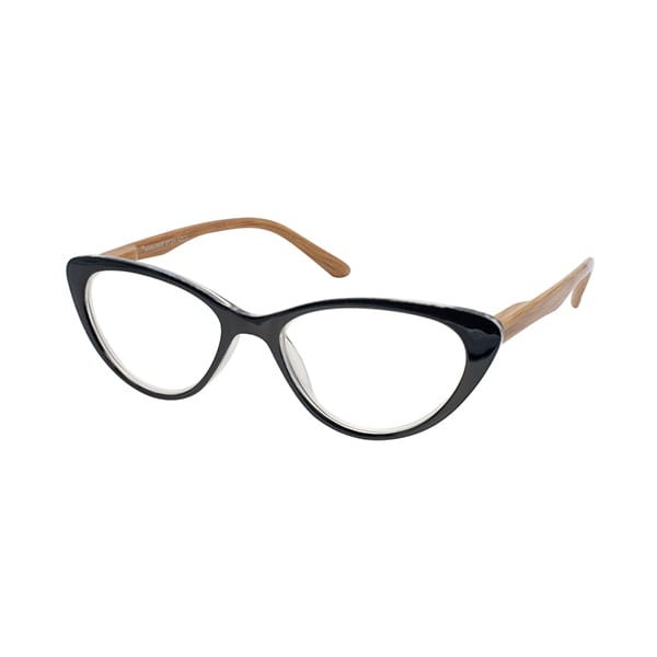 Eyelead E204 Women's Presbyopia Glasses Black with Wooden Arm Effect Bone 1 copë