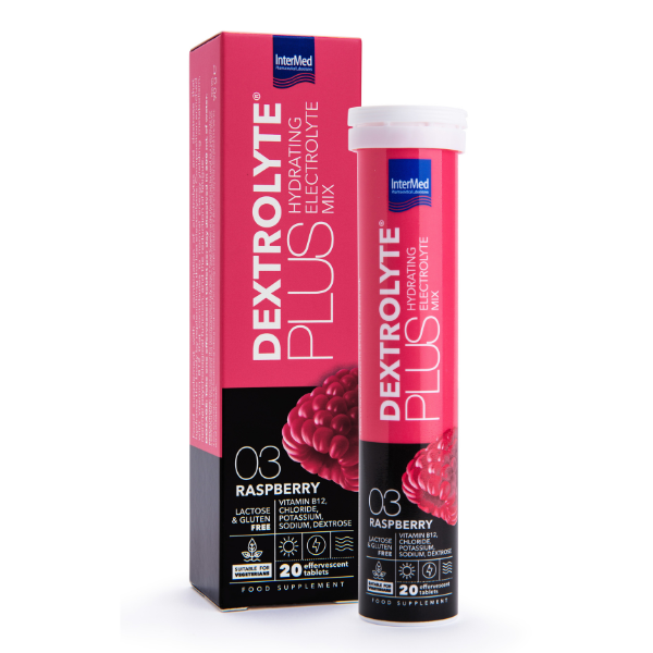 Intermed Dextrolyte Plus Hydrating Electrolyte Mix Raspberry 20 tableta efektive