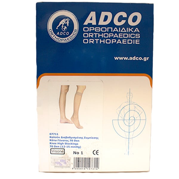 Adco Lower Knee Socks (07711) 70 Den (12 - 15mm Hg) Beige 1 palë