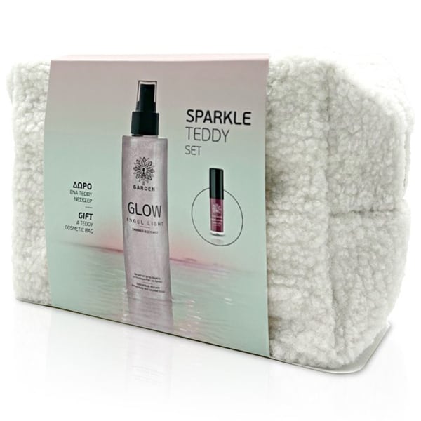 Garden Sparkle Teddy Glow Angel Light Body Mist Silver Rose Shimmer, 200ml, Mini Liquid Matte Lipstick Dark Cherry, 2ml & Free Teddy Bag, 1pc 1 set