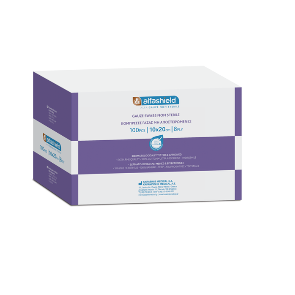 Alfashield Non-Sterile Gauzes 10cm x 20cm 8ply Gauzes 100 copë