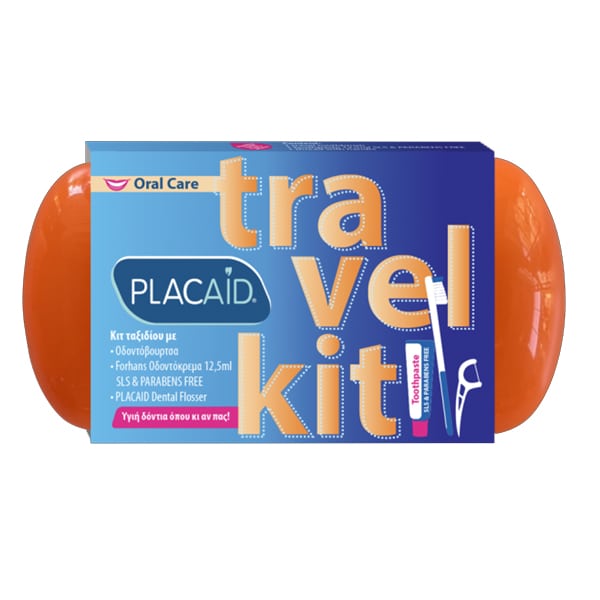 Plac Aid Travel Kit with Toothbrush, 1pc, Forhans Toothpaste, 12.5ml & Dental Floss with Handle, 1pc 1 set - Portokalli