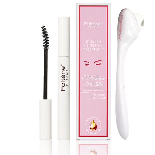 Foltene Pharma Set Eyelash & Eyebrow Treatment, 6.5ml & Free Eye Massager 1 copë