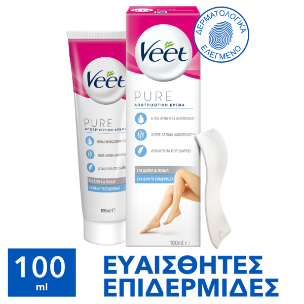 Veet Pure Hair Removal Cream for Sensitive Skin Body & Legs 100 ml