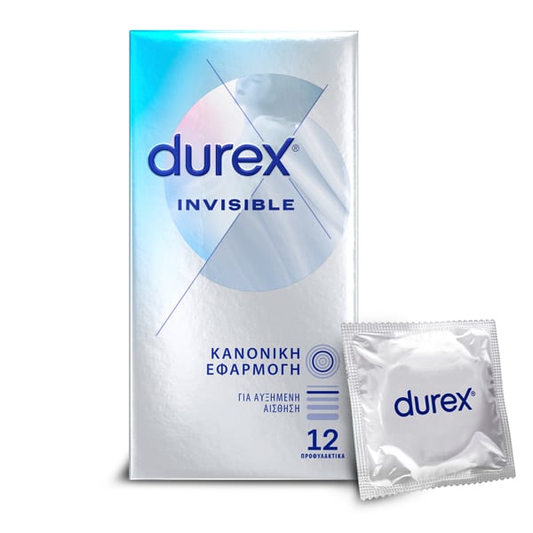 Durex Invisible Condoms Extra Thin Regular Fit 12 copë
