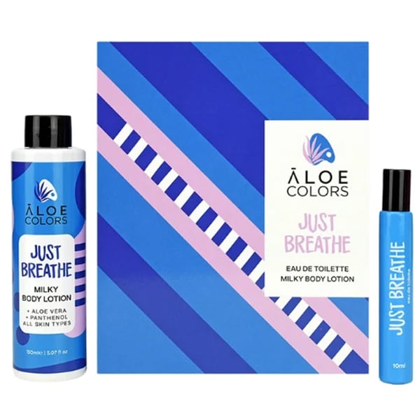 Aloe Colors Just Breathe Gift Set 2024 with Just Breathe Milky Body Lotion, 150ml & Just Breathe Eau De Toilette, 10ml 1 set