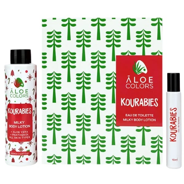 Aloe Colors Kourabies Gift Set 2024 with Kourabies Milky Body Lotion, 150ml & Kourabies Eau De Toilette, 10ml 1 set