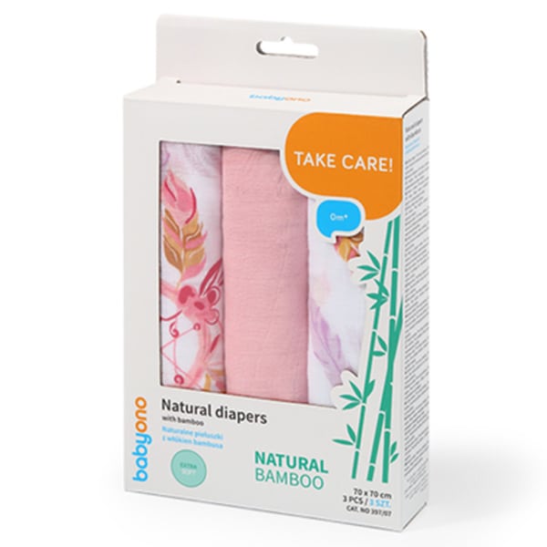 Babyono Bamboo Natural Bamboo Diapers (70x70cm) 3pcs 1 set
