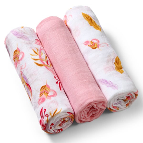 Babyono Set Soft Muslin Diapers from Bamboo & Cotton 3 copë - Lule