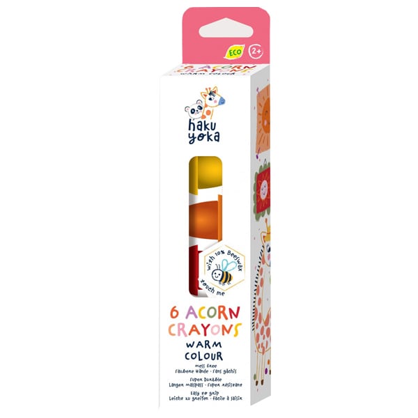 Haku Yoka 6 Acorn Crayons Acorn Shape Crayons, 6pc 1 set - Ngjyrë e ngrohtë