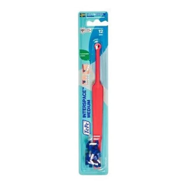TePe Interspace Medium Single Tuft Angled Toothbrush with 12 Brushes 1 copë - Koral