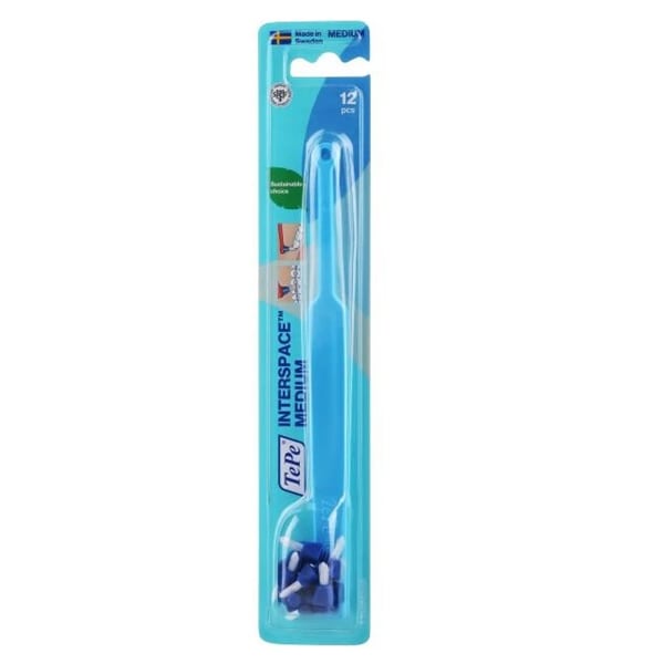 TePe Interspace Medium Single Tuft Angled Toothbrush with 12 Brushes 1 copë - Blu e çelët