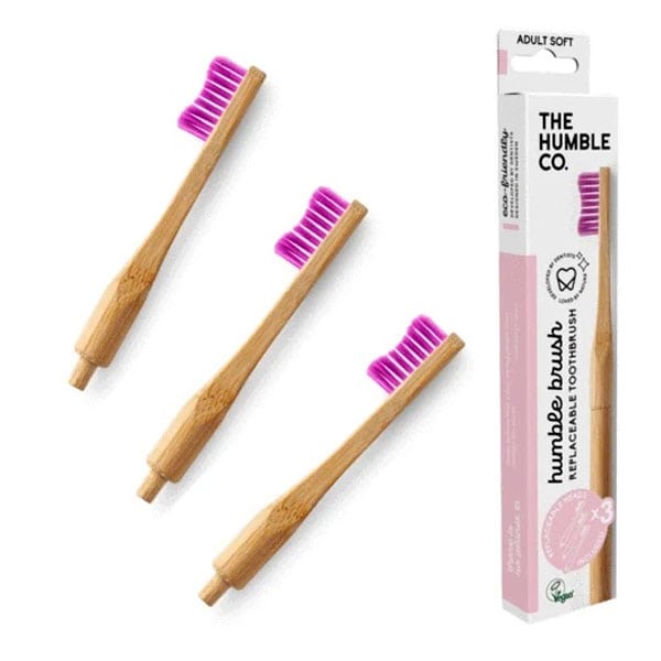 The Humble Co. Humble Brush Bamboo Soft Adult Toothbrush, 1pc & Replacement Heads 3 copë - Vjollcë