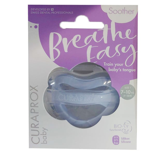 Curaprox Baby Breathe Easy Silicone Soother Blue 7-18m 1 copë - Blu e çelët