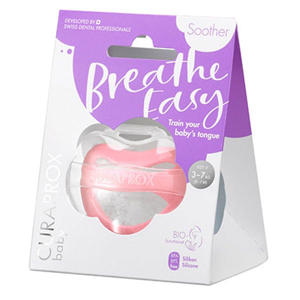 Curaprox Baby Breathe Easy Silicone Soother Pink 0-7m (3-7kg) copë - Rozë