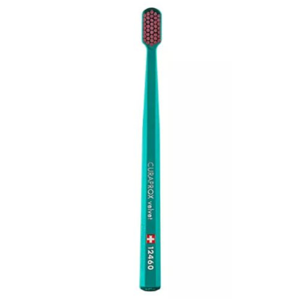 Curaprox Velvet 12460 Ultra Soft Toothbrush 1 copë - Jeshile-Rozë
