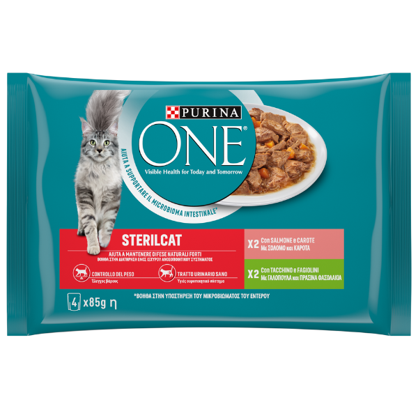 Purina One Sterlicat Food for Adult Neutered Cats with Salmon & Turkey 4x85g