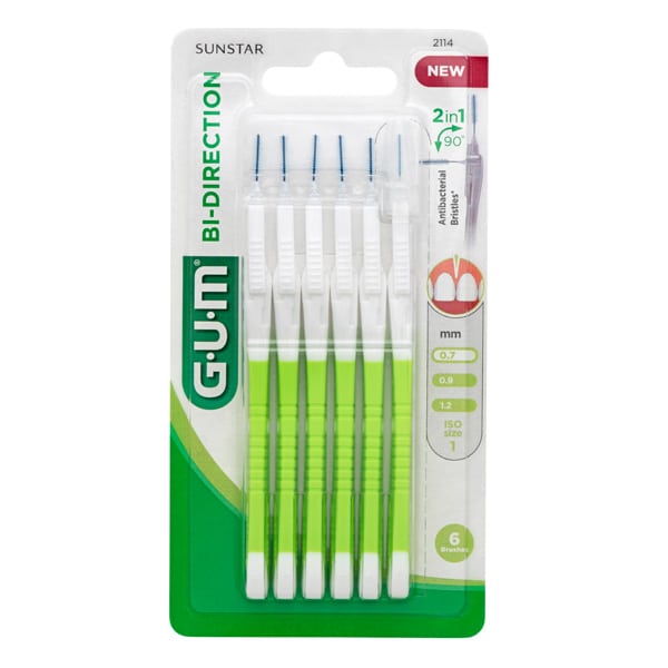 Gum Bi-Directional Ultra Fine 0.7mm Interdental Brushes 6 copë