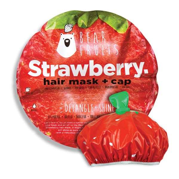 Bear Fruits Strawberry Detangle & Shine Hair Mask, 20ml & Strawberry Cap 1 copë