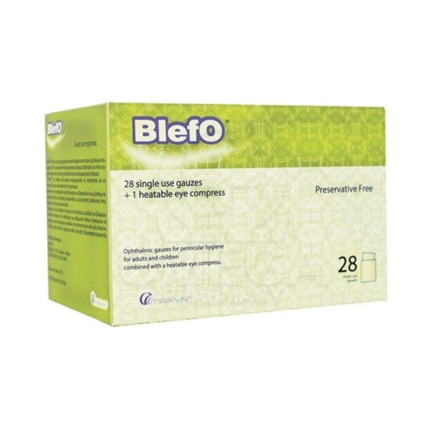 Blefo Single Use Eye Gauges, 28pcs & Heatable Eye Compress 1pc 1 set