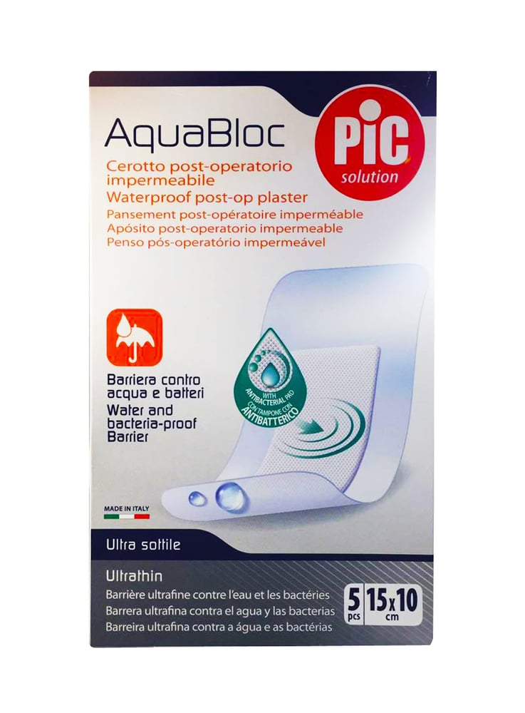 Pic Solution AquaBloc Waterproof UltraThin Sterile Post-op Plasters (15 x 10cm) 5 copë