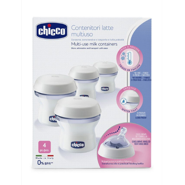 Chicco Multi-Use Milk Containers Natural Feeling 4 copë