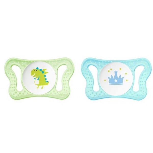 Chicco Physio Micro 0-2m Silicone Teat Soother 2 copë - Blu e çelët-Jeshile