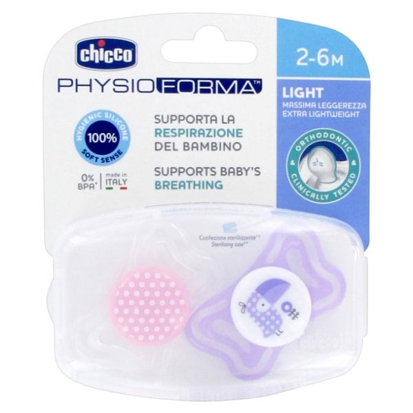 Chicco Physio Forma Light (71031-11) Ergonomic Soother Silicone Teat 2-6m 2 copë - Vjollcë