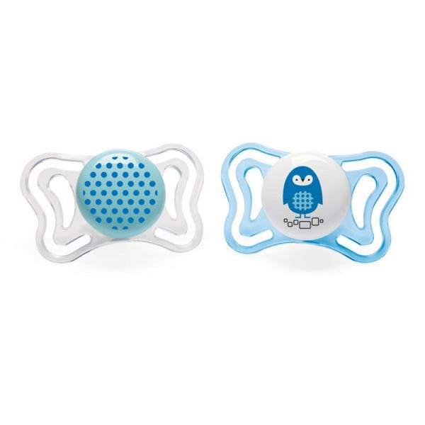Chicco Physio Forma Light (71031-11) Ergonomic Soother Silicone Teat 2-6m 2 copë - Transparente - Blu e Çelët