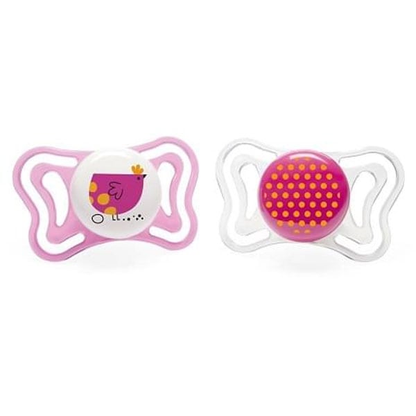 Chicco Physio Forma Light Ergonomic Soother Silicone Teat 16-36m 2 copë - Transparente-Fuksia