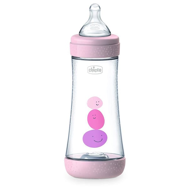 Chicco Perfect 5 Anti-Colic Plastic Bottle Fast Flow 4m+ 300ml - Rozë