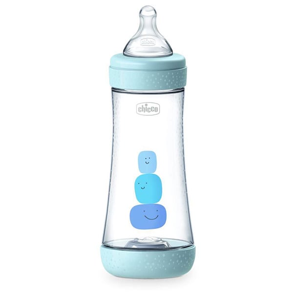 Chicco Perfect 5 Anti-Colic Plastic Bottle Fast Flow 4m+ 300ml - Blu