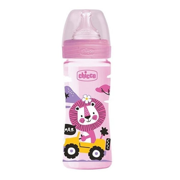 Chicco Well Being (A60-28623-30) Plastic Baby Bottle Silicone Teat Medium Flow 2m+ 250ml - Rozë