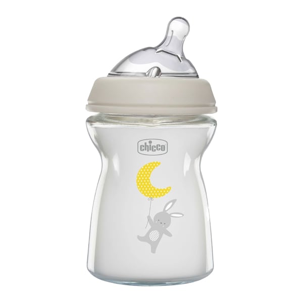 Chicco Natural Feeling Glass Baby Bottle Silicone Teat 0m+ 250 ml