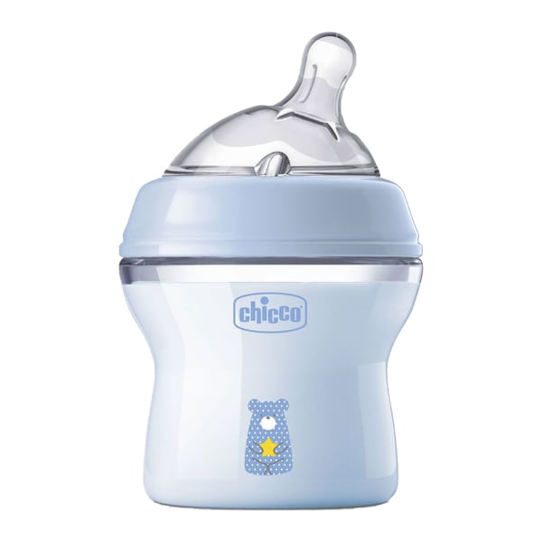 Chicco Natural Feeling Plastic Baby Bottle Silicone Teat 0m+ 150ml - Arush Pelushi Blu