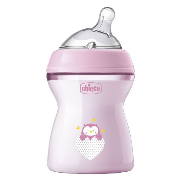 Chicco Natural Feeling Plastic Baby Bottle Silicone Teat 2m+ 250ml - Rozë-Buf