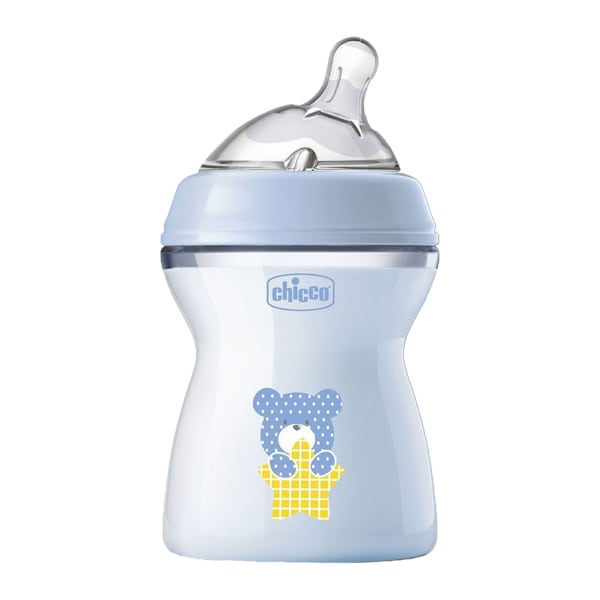 Chicco Natural Feeling Plastic Baby Bottle Silicone Teat 2m+ 250ml - Arush Pelushi Blu
