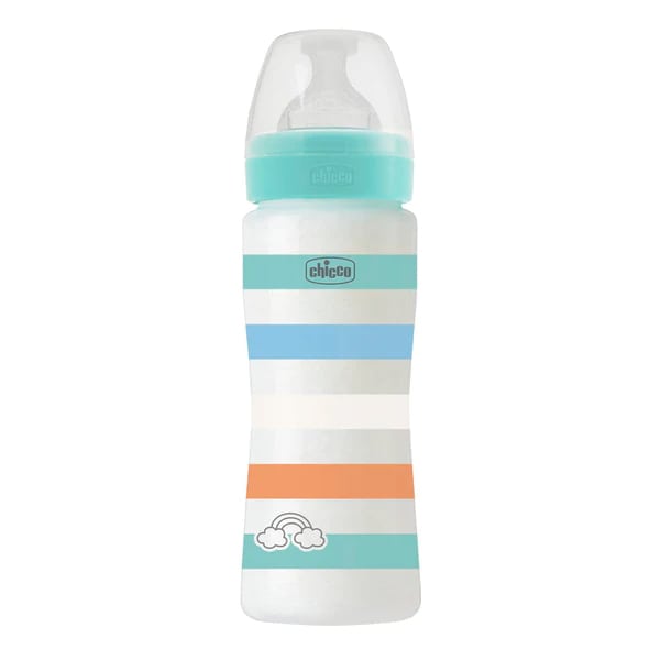 Chicco Well Being Baby Bottle Anti-Colic System Plastic 4m+ 330ml - Blu e Çelët