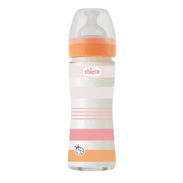 Chicco Well Being Baby Bottle Anti-Colic System Glass 0m+ 240ml - Rozë