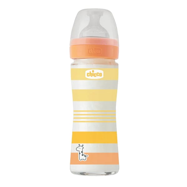 Chicco Well Being Baby Bottle Anti-Colic System Glass 0m+ 240ml - E verdhë
